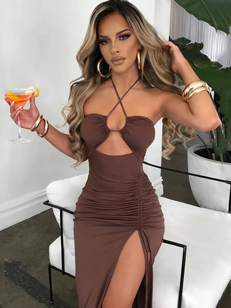 Sleeveless Sexy Female Midi Backless Dresses Slim Night Club Party Women's Dress Bodycon Vestidos Elegantes Para Mujer 4