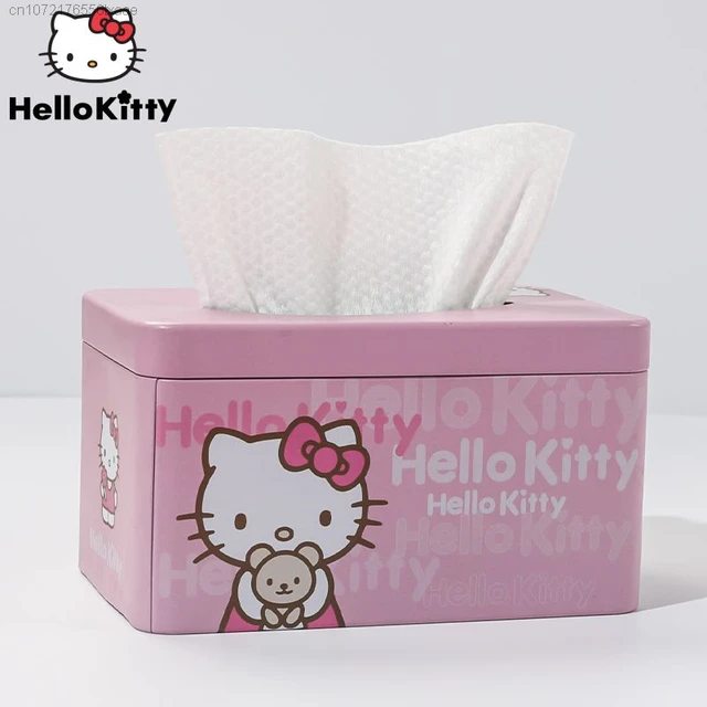 Sanrio-caja de pañuelos con dibujos animados de Hello Kitty, accesorios de  dormitorio, decoración de escritorio, servilleta, caja de papel - AliExpress
