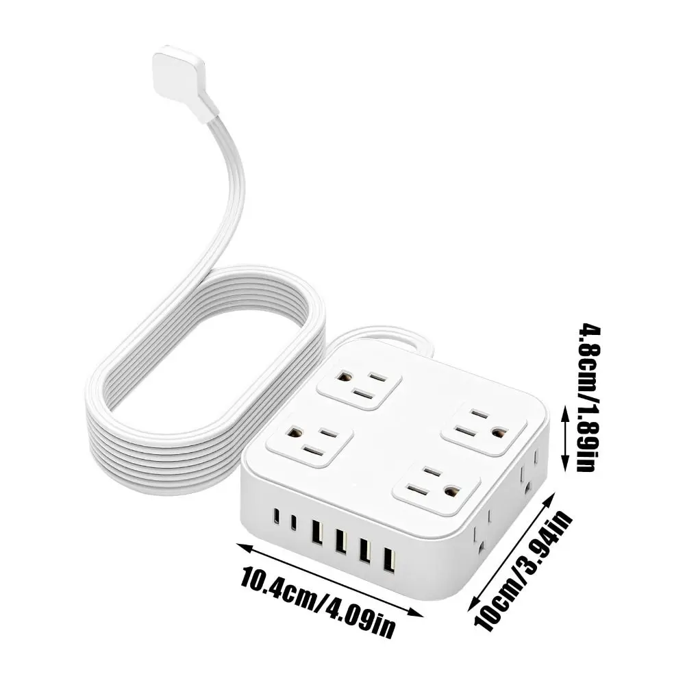 Flat Plug USB Ports Plug Strip 6 USB Ports 8 AC Outlets Supports Multiple Devices Extender US Standard Socket Strip Safe