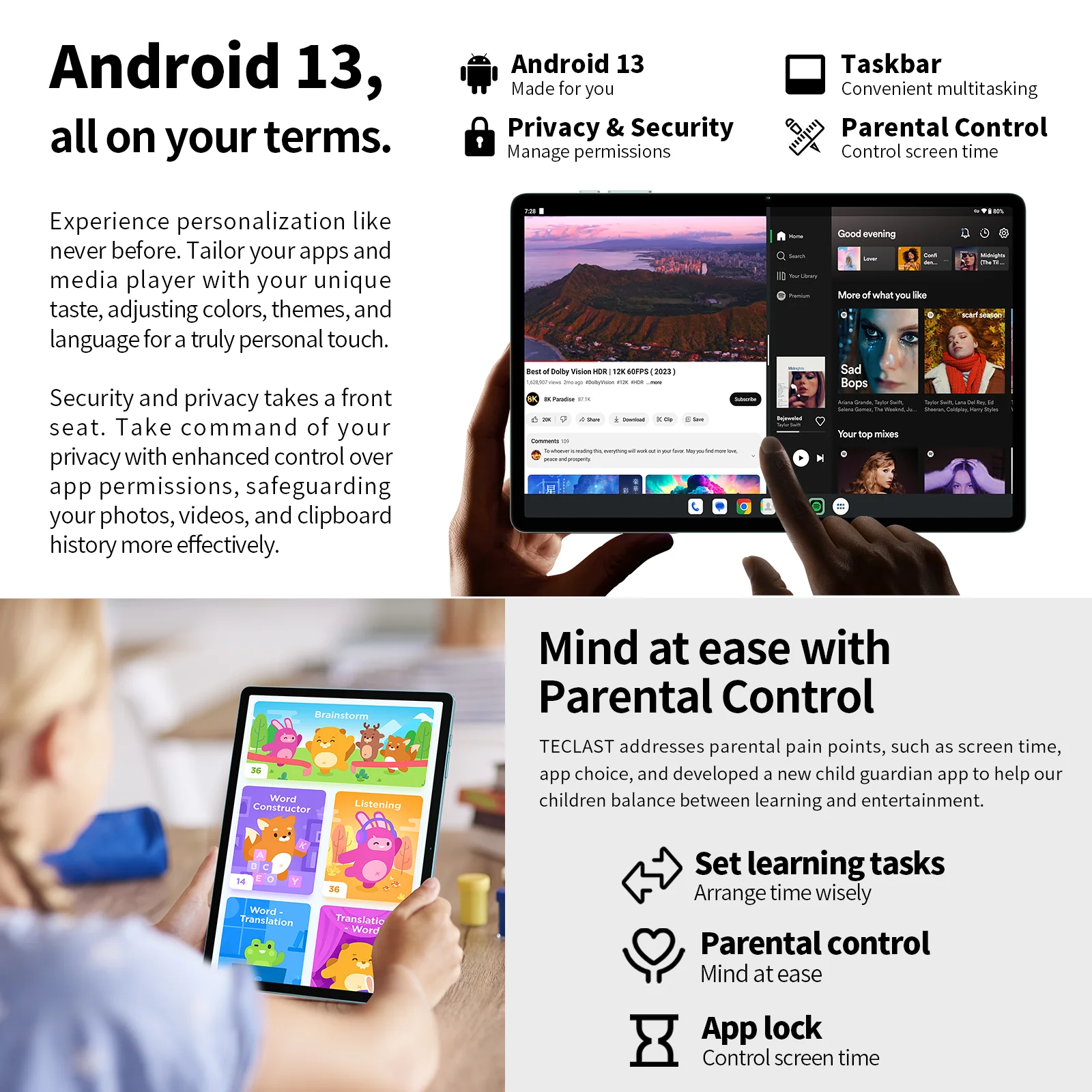 Teclast-M50HD Android 13タブレット,10.1インチ,インセル
