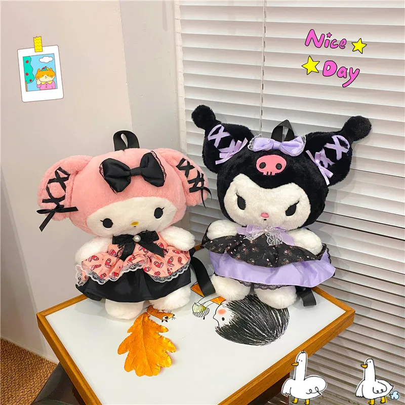 Kawaii Sanrio Bag Kuromi peluche zaino Lolita Style Plushies peluche bambola giocattoli My Melody Bag donna Tote Girl Christmas