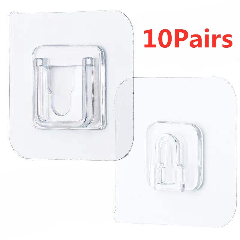 1/5/10 Pairs Double-Sided Adhesive Wall Hooks Hanger Strong Hooks Suction Cup Sucker Wall Storage Holder For Kitchen Bathroom