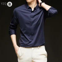 Chemise à manches longues pour hommes, couleur unie, décontractée, résistante aux rides, confortable, polyvalente, toutes saisons, nouvelle collection 3