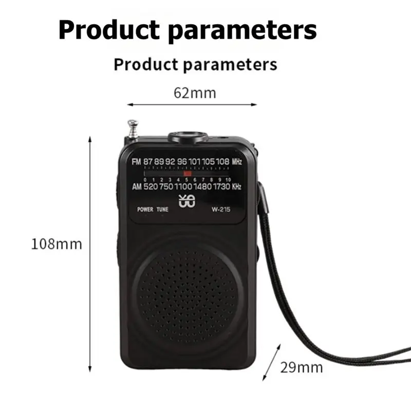 B03B-W-215 라디오 FM/AM 풀밴드 풀채널 라디오 3.5Mm 인터페이스(야외용 미니 손전등 비상 조명 포함)