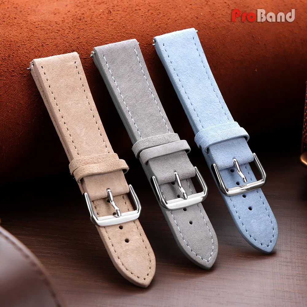 Premium Suede Leather Quick Release Watch Strap - Grey, Blue, Black, Brown