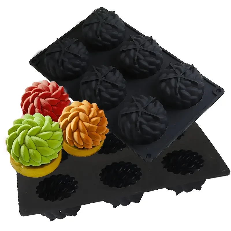 Santa Ana Blume Mousse Kuchen Form 3D Sukkulenten Seife Machen Liefert Kerze Silikon Runde Blume Schokolade Küche Backen Werkzeuge – Detail 7