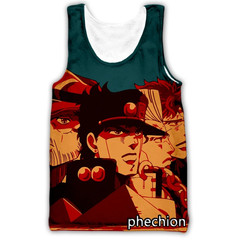 

Новинка, модный мужской/женский жилет phechion с 3D рисунком невероятных приключений Джоджо, уличная одежда без рукавов для мужчин, свободная Спортивная майка D53