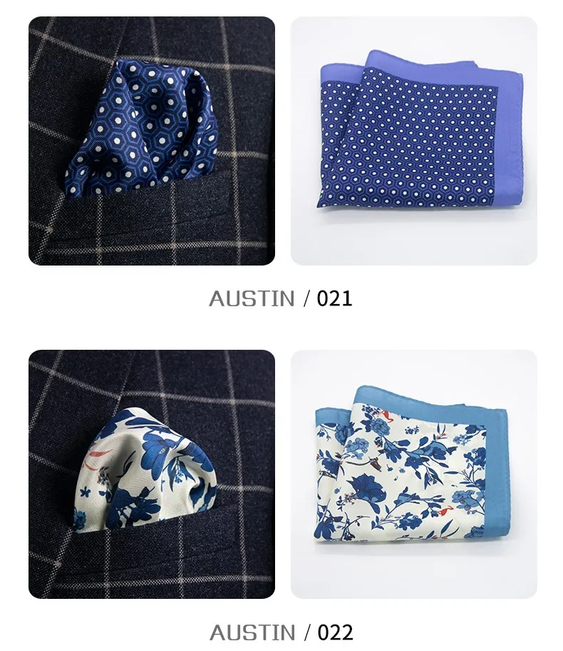 30*30cm Real Silk Pocket Square for Men Flower Solid Color Plaid Suit for Pocket Decoration Handkerchief