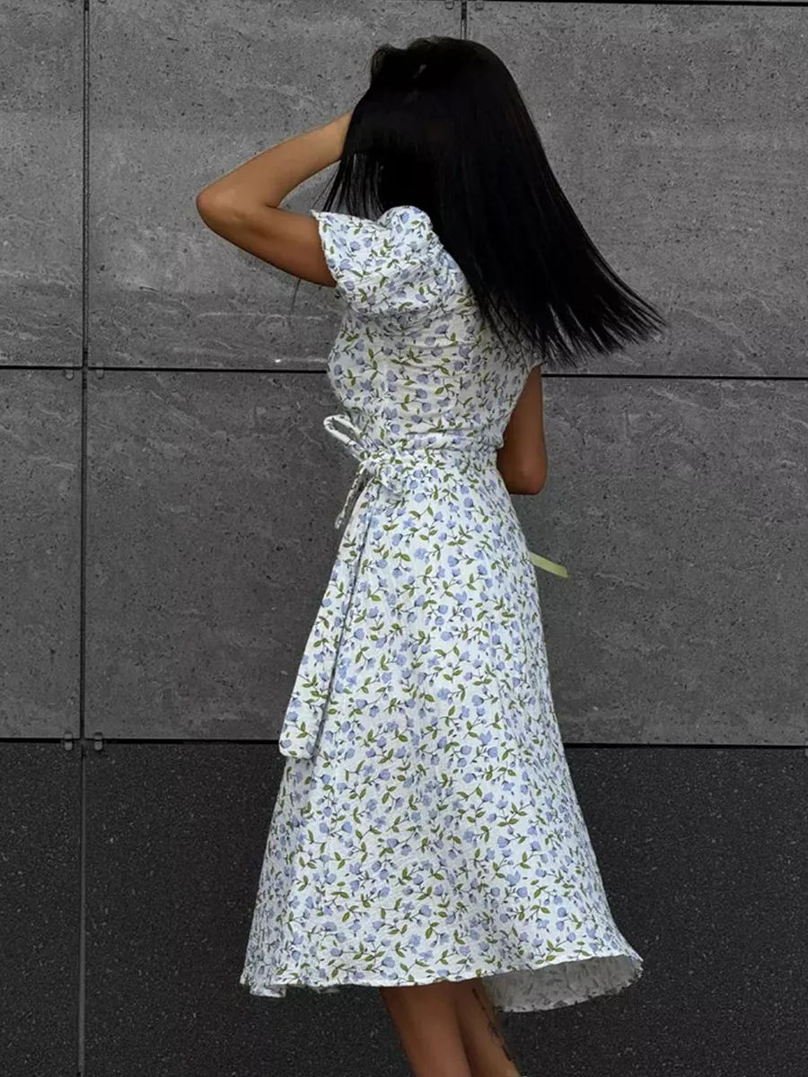Women's Loose Fit Cotton Blend Maxi Dress with V-Neck & Short Sleeves S16fee7826876440686e02acb34b75e01G