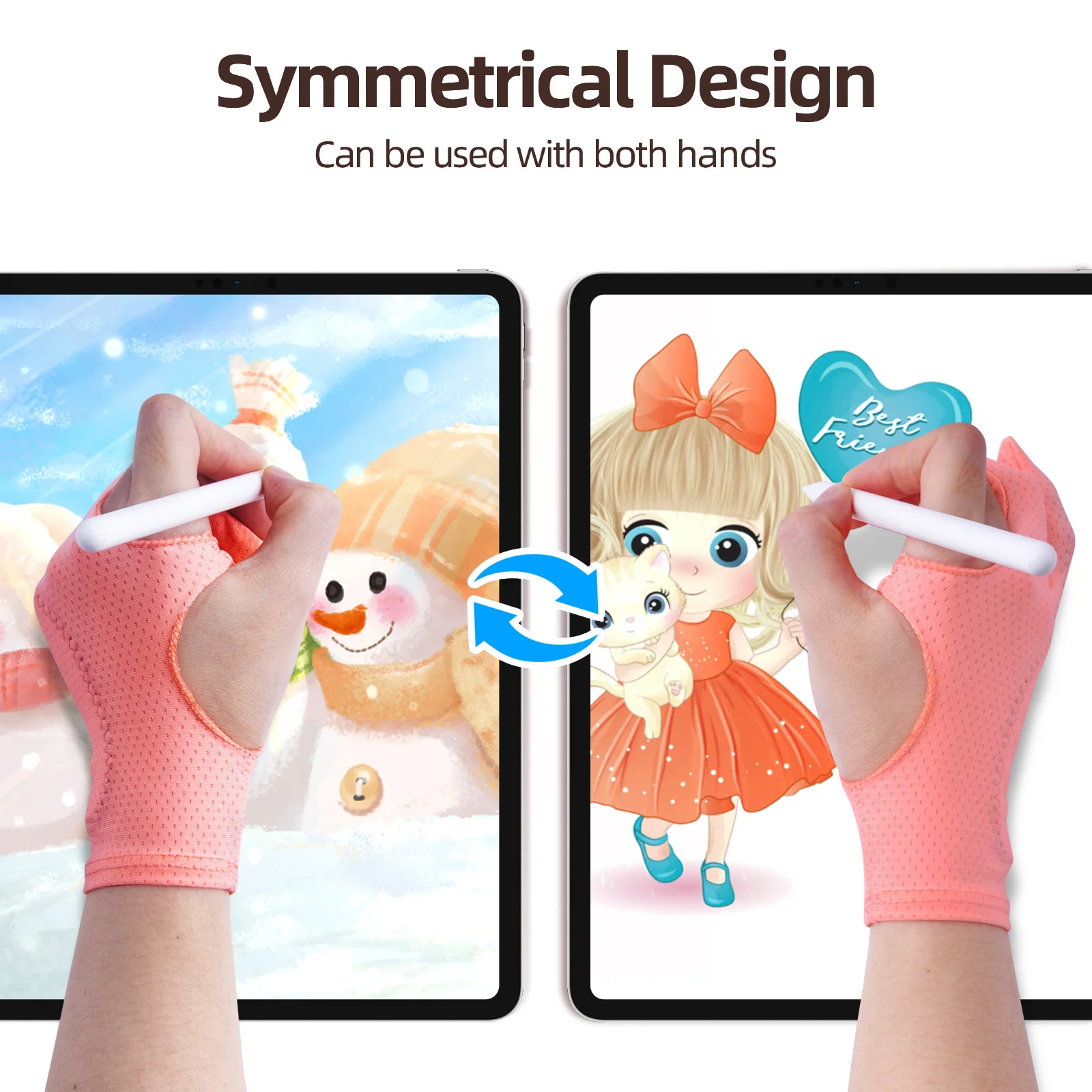 Upgrade Anti‑Mistouch Painting Gloves 2‑Finger Painting Gloves Sketch Writing Drawing Electronic Screen Anti-Fouling Sweat Dirty anti fouling glove