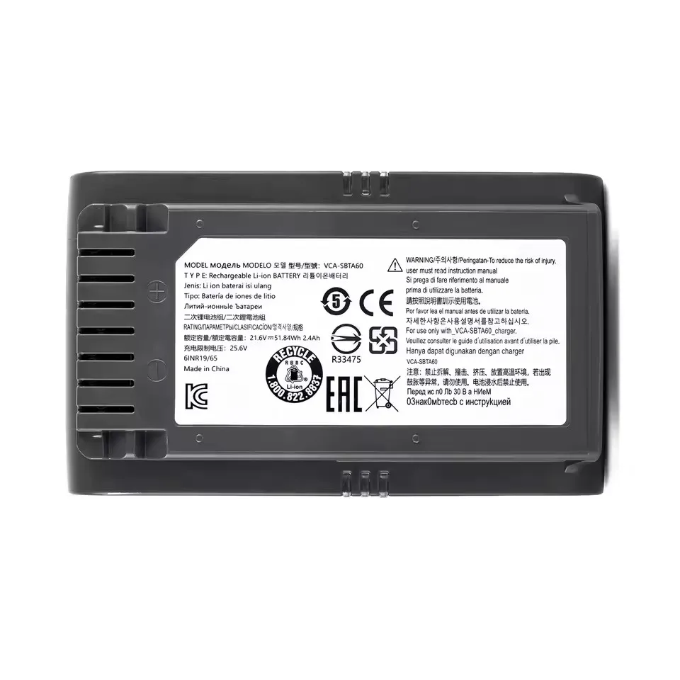 VCA-SBTA60 Vacuum Cleaner Battery For Samsung Jet 60 Turbo Jet 75E Complete VS15A6031R4 VS15A6031R5 VS20B75ACR5 VS20B75ADR5 rechargeable battery vacuum cleaner battery battery replacement