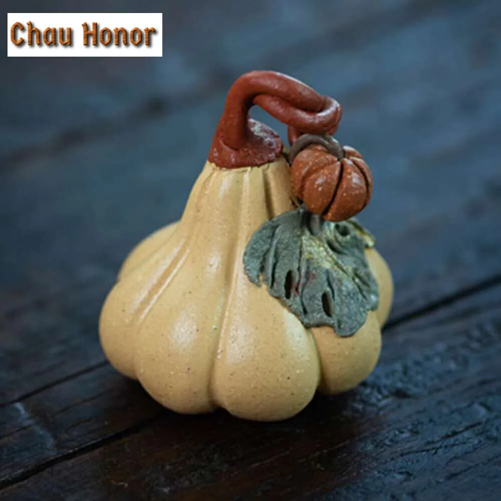 Yixing Purple Clay Tea Pet Lucky Pumpkin Ornaments Statue Handmade Sculpture Tea Play Crafts Chinese Zisha Tea Set Decoration