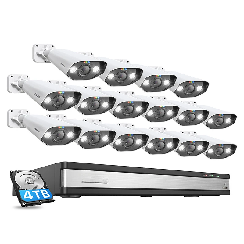 8 million high definition poe surveillance camera sound and light alarm office monitoring set