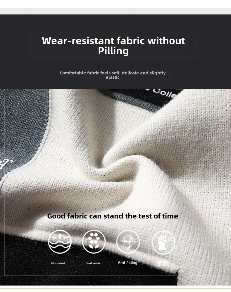 Description Picture 5 of item2021 Autumn Winter New Men's Knitted Top Young Korean Style Fashionable Long Sleeve Pullover Casual Trendy Sweater