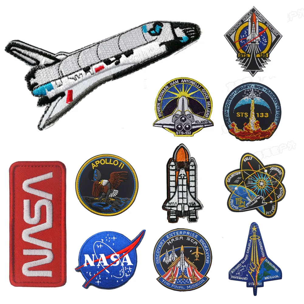 Embroidered Patches NasaUS Men Embroidery Emblem Hook and Loop Fastener Patch Military Tactical Iron Sew On Patches Badge for Backpacks Uniforms Pin