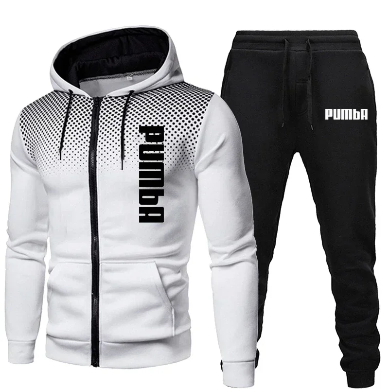 thumbnail image 1 of Conjuntos de chándal deportivo para hombre, sudadera con capucha de manga larga, chaquetas con cremallera y pantalones de jogging, ropa deportiva para correr de primavera y otoño, 1 of 5