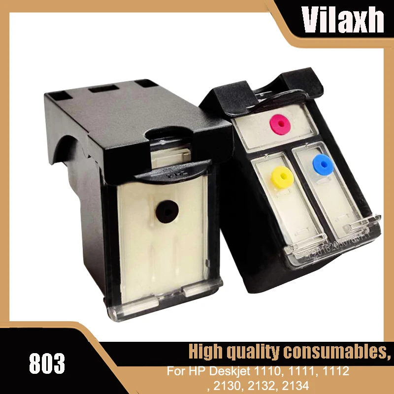 Vilaxh 803XLempty Cartridge for Refillable Cake Ink Cartridge for Coffee Printer Remanufactured HP 803Black 803 Color