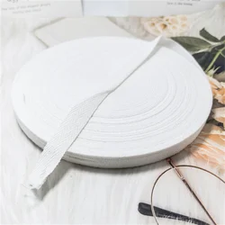Versatile Herringbone Cotton Ribbon Set in Black, Beige, and White (10mm - 60mm, 50 Yards) (10mm 50yards white)