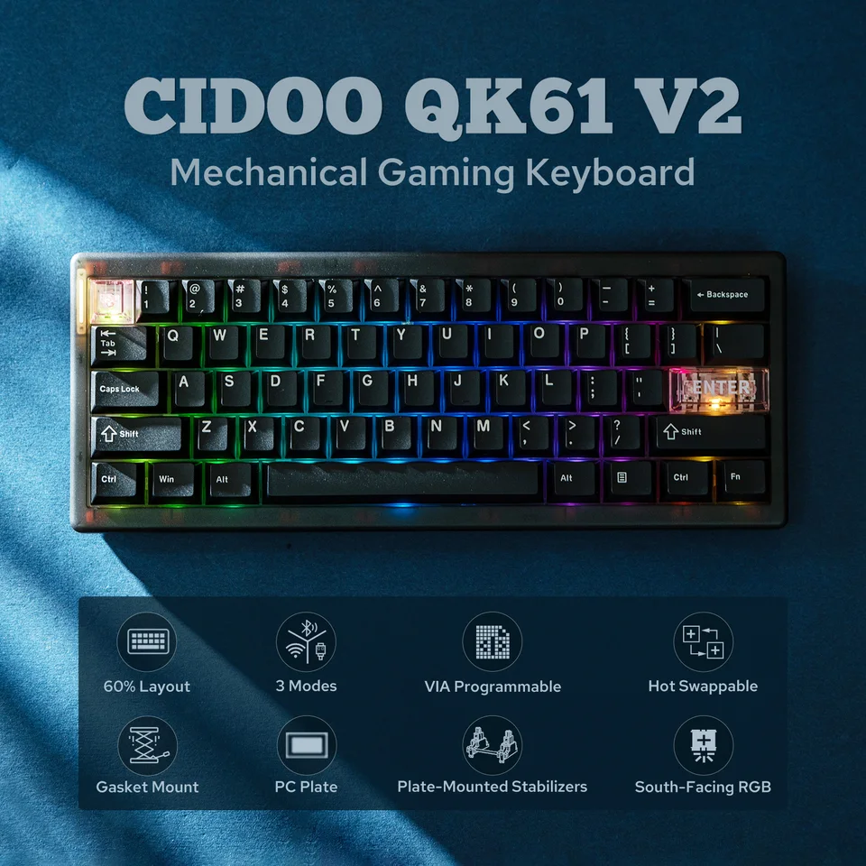 【美品、打鍵感良】CIDOO QK61 V2 VIA ホワイト 美品、打鍵感良】CIDOO QK61 V2 VIA ホワイト