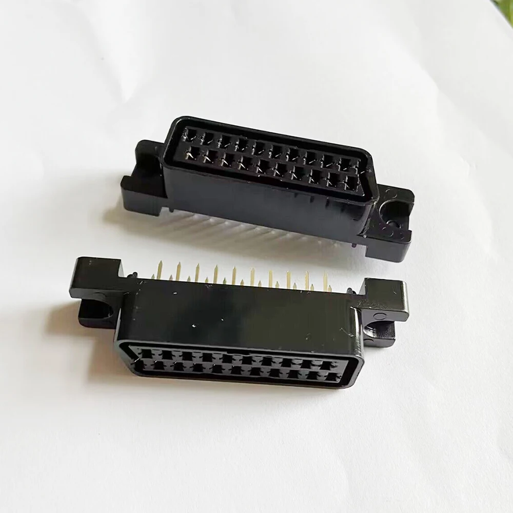 Cable Connector Assembly Aviation Plug Socket Connector Car Cable Connector LCD Display FPC Connector 21 PINS Right Angle Type Scart Female Socket connector jack Female PCB Mount 21 PIN SCART
