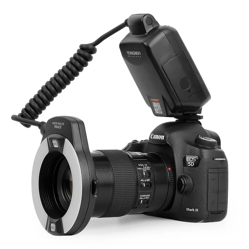 Original YONGNUO YN14EX Macro TTL Speedlite LED Flash Light Adapter Ring LCD Screen Camera Canon EOS DSLR Cameras