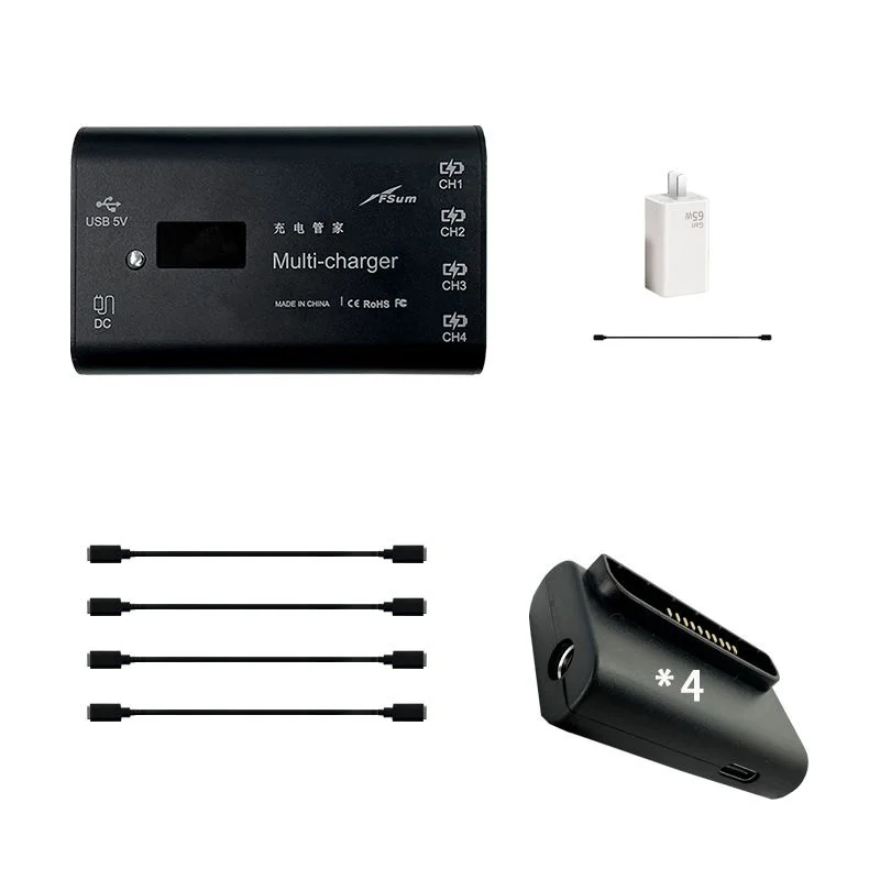 Intelligent Multi-Charger for Hubsan ACE PRO/SE Refine，Blackhawk 2 RC Drone Fast Charging Adapter