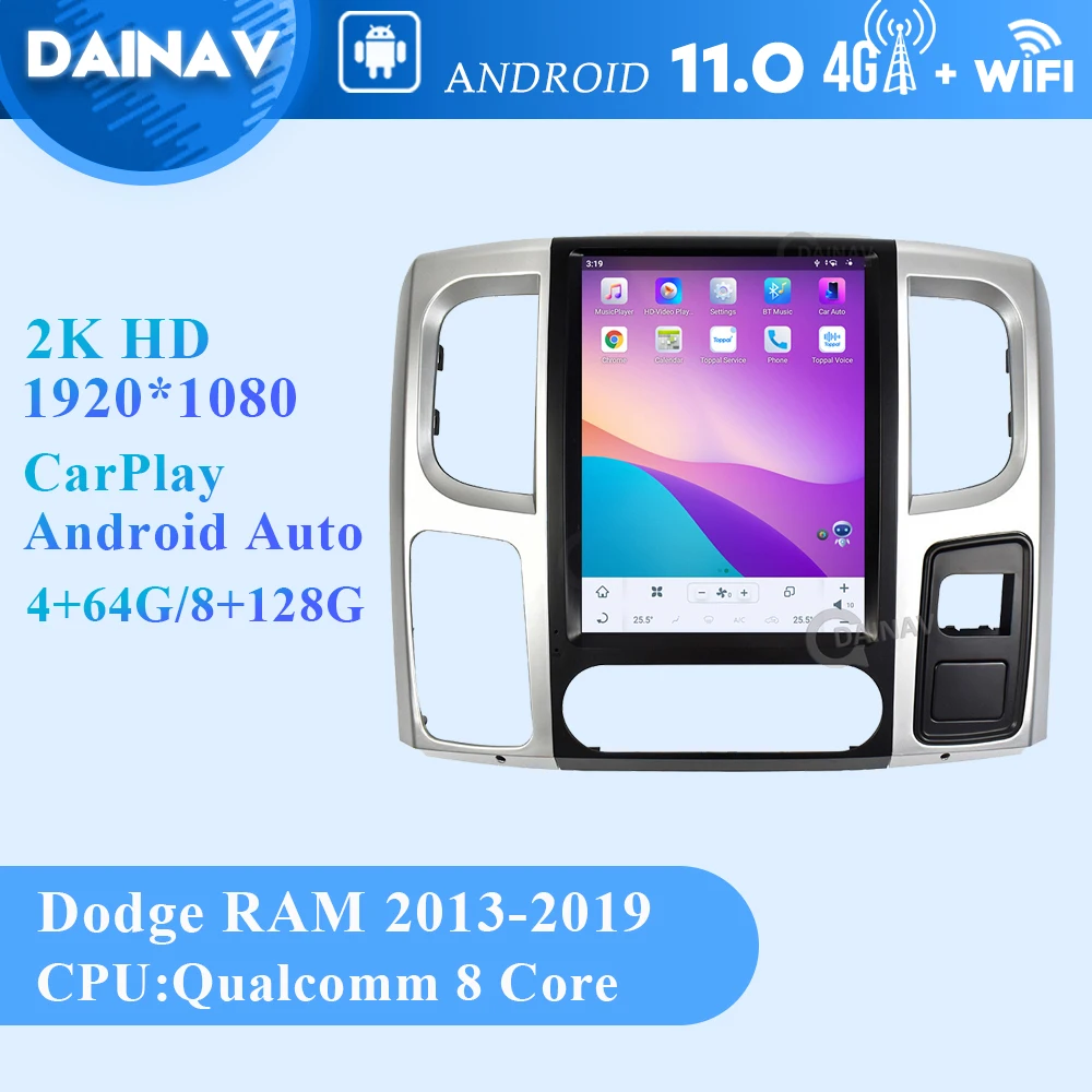 

8+128GB Tesla Android auto Car Audio For Dodge RAM 2013-2019 Car Radio GPS Multimedia DVD Player GPS Navigation head unit