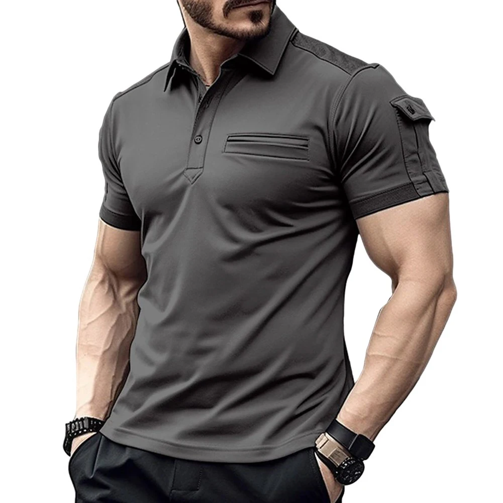 

T-Shirt Shirt Fashion Lapel Neck Men Office Short Sleeve Soft Solid Color Stylish Top Breathable Casual Brand New