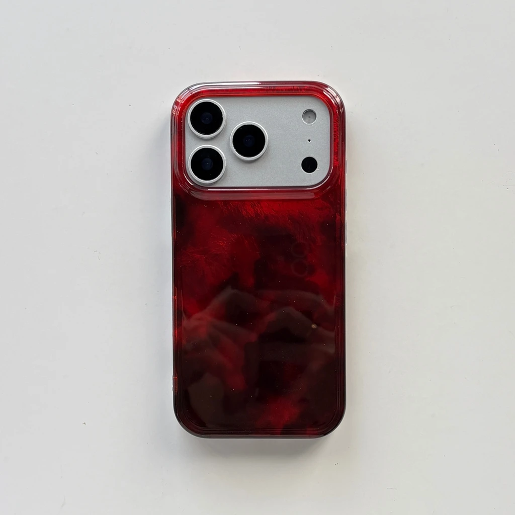 Advanced Art Red, Green, and Gray Gradient Tin Foil Pattern Shock-Proof Phone Cover Case