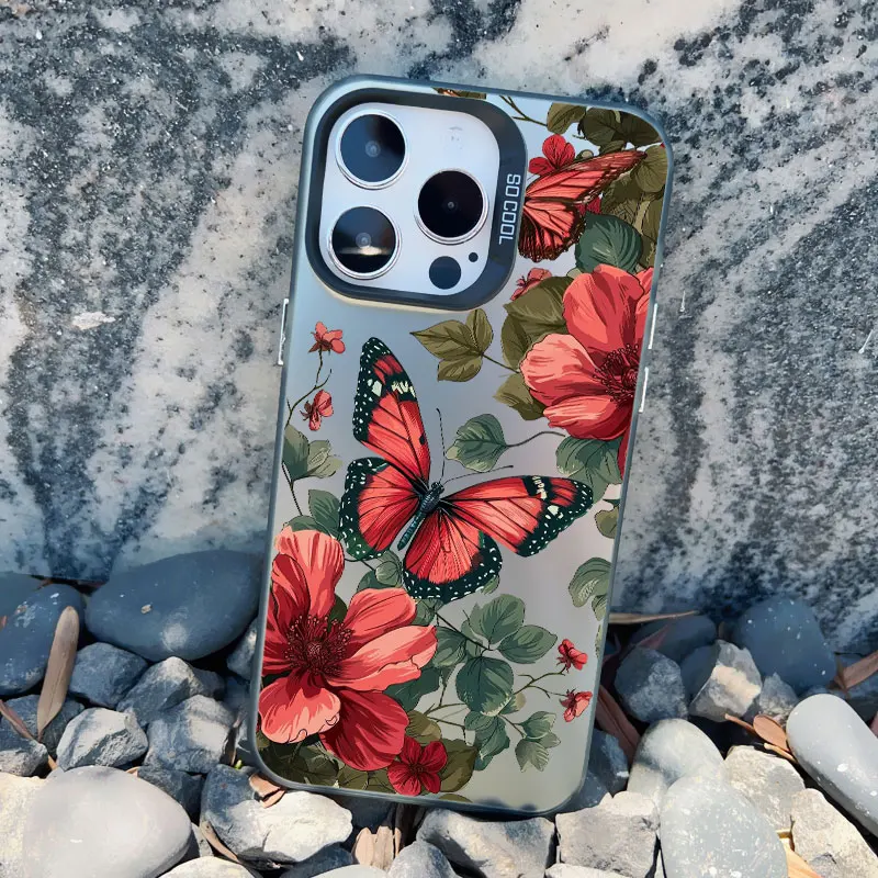 Vintage Elegant Pink Peony Flower Shockproof Laser Phone Case