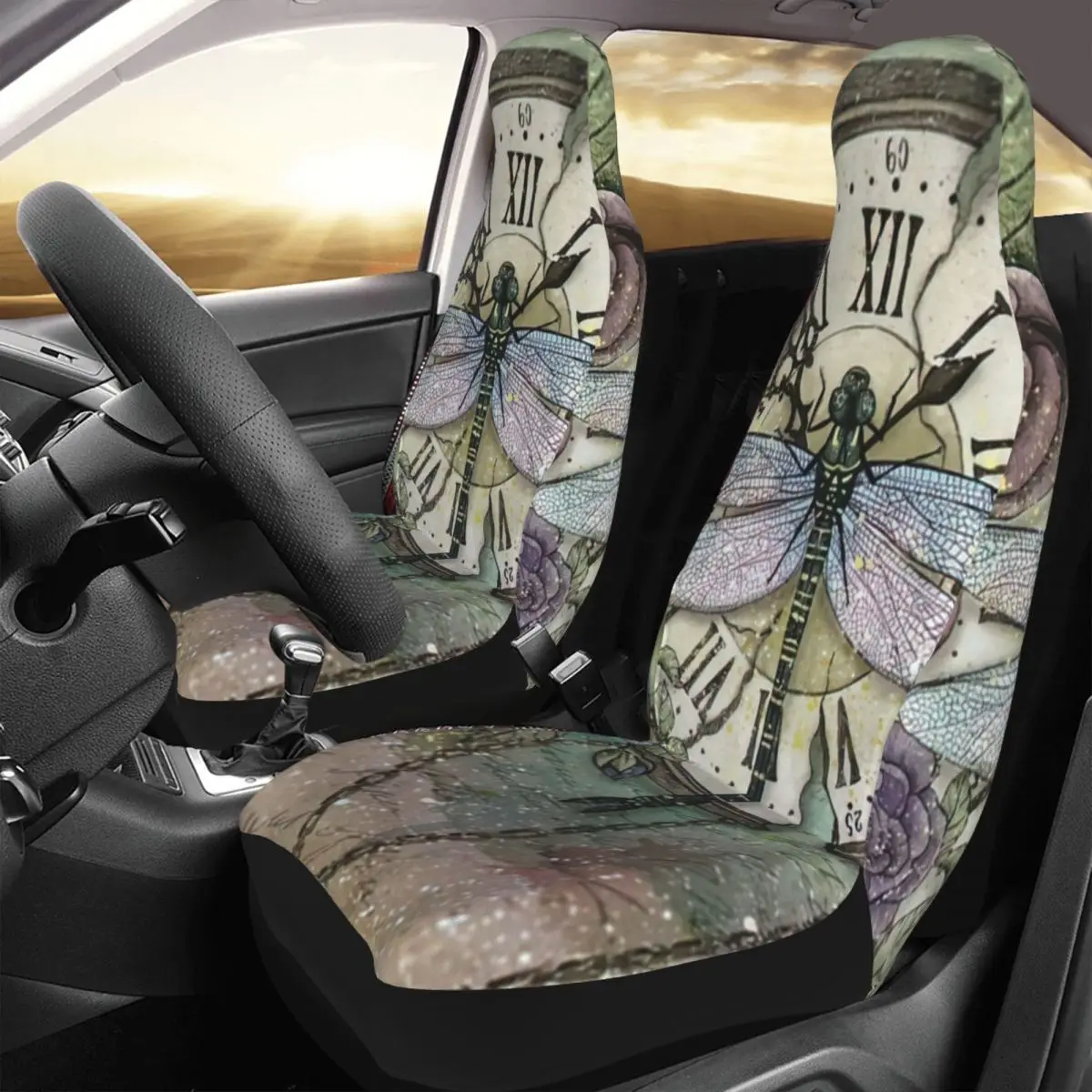 

Dragonfly Time Car Seat Cover Custom Printing Universal Front Protector Accessories Cushion Set
