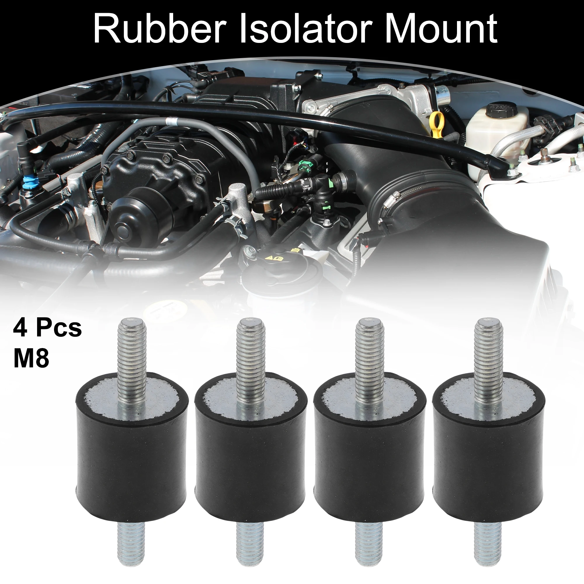 UXCELL 4 Stück M6 M8 M10 Gummi-Metall-Vibrationsisolatorhalterungen 25 x 20 mm 25 x 25 mm 30 x 30 mm 30 x 40 mm Stoßdämpfer-Dämpfer schwarz – Detail 7