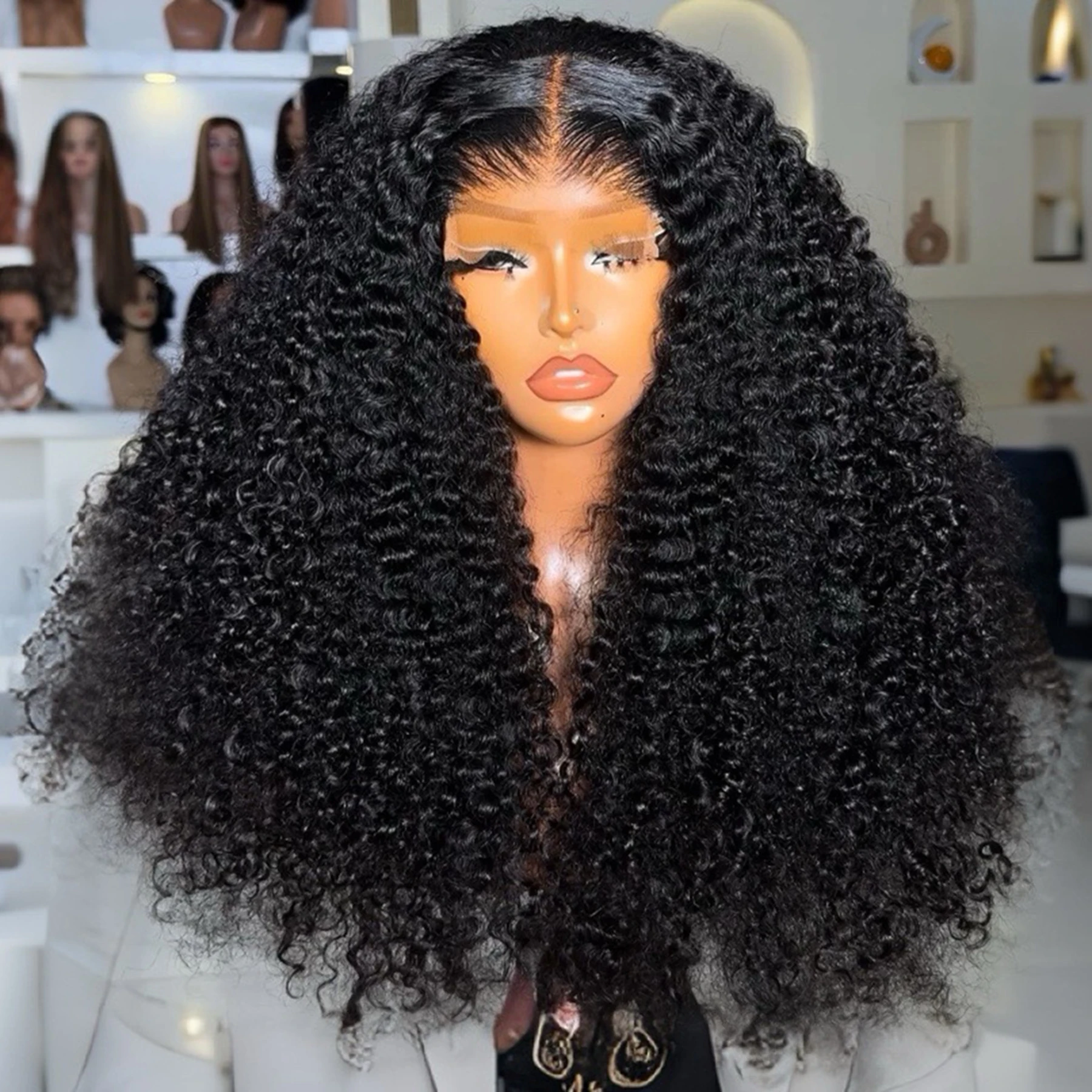 Kinky Curly Full Soft 13X4 HD Lace Frontal Wig For Black Women Prepucked Bleach Knots Glueless Wig Heat Resistant Fiber Cosplay 2