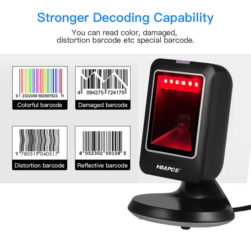 Barcode Scanner 2D All-round Desktop Automatic Sensing Data Matrix Reader 1D 2D QR Code For Supermarket