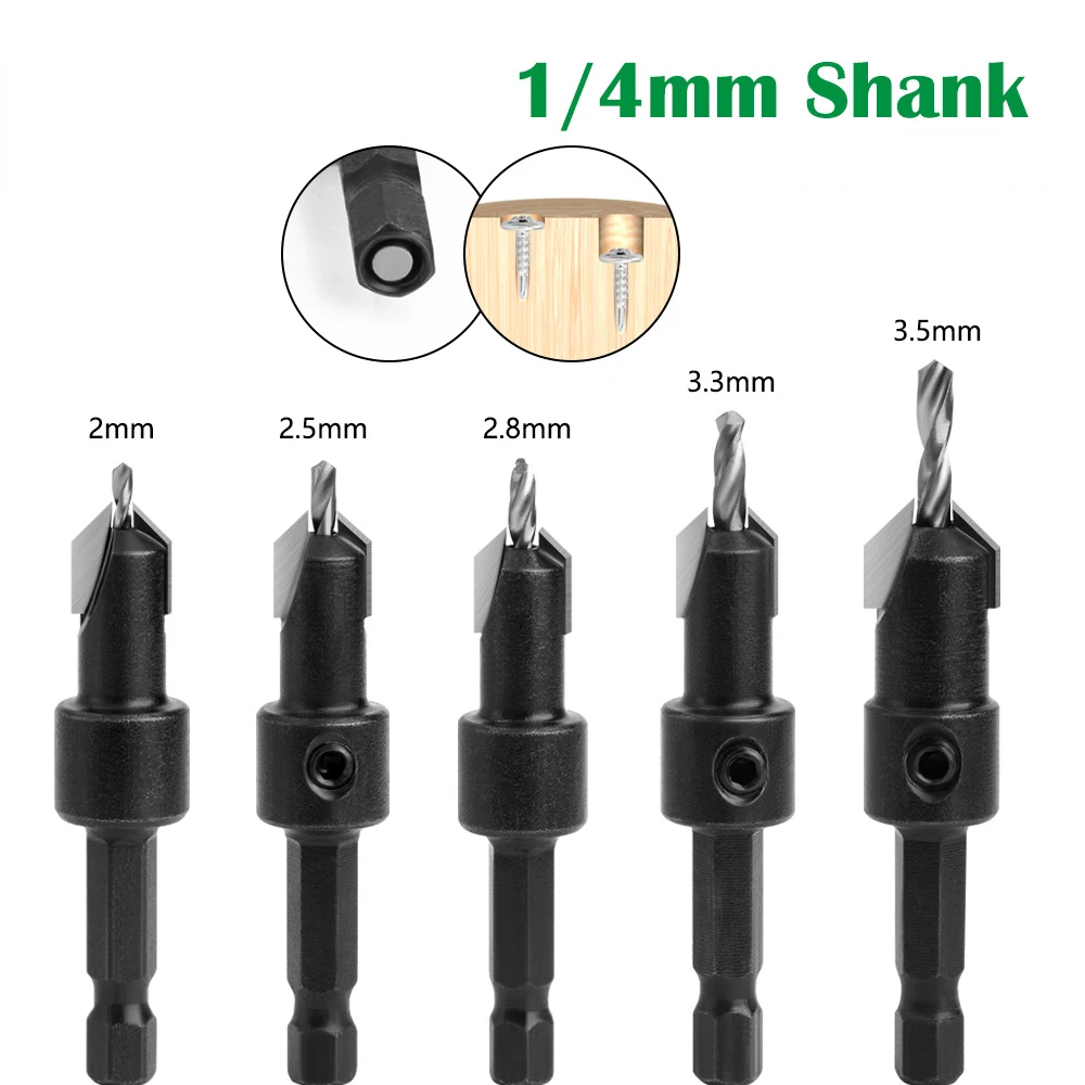 

1pc 1/4 Hex Shank HSS Countersink Woodworking Router Bit set Milling Cutter Screw Extractor Remon Demolition Wood Core Drill Bit