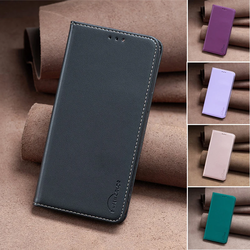 Leather Wallet Flip Case with Magnetic Card Slots - Shockproof Protection