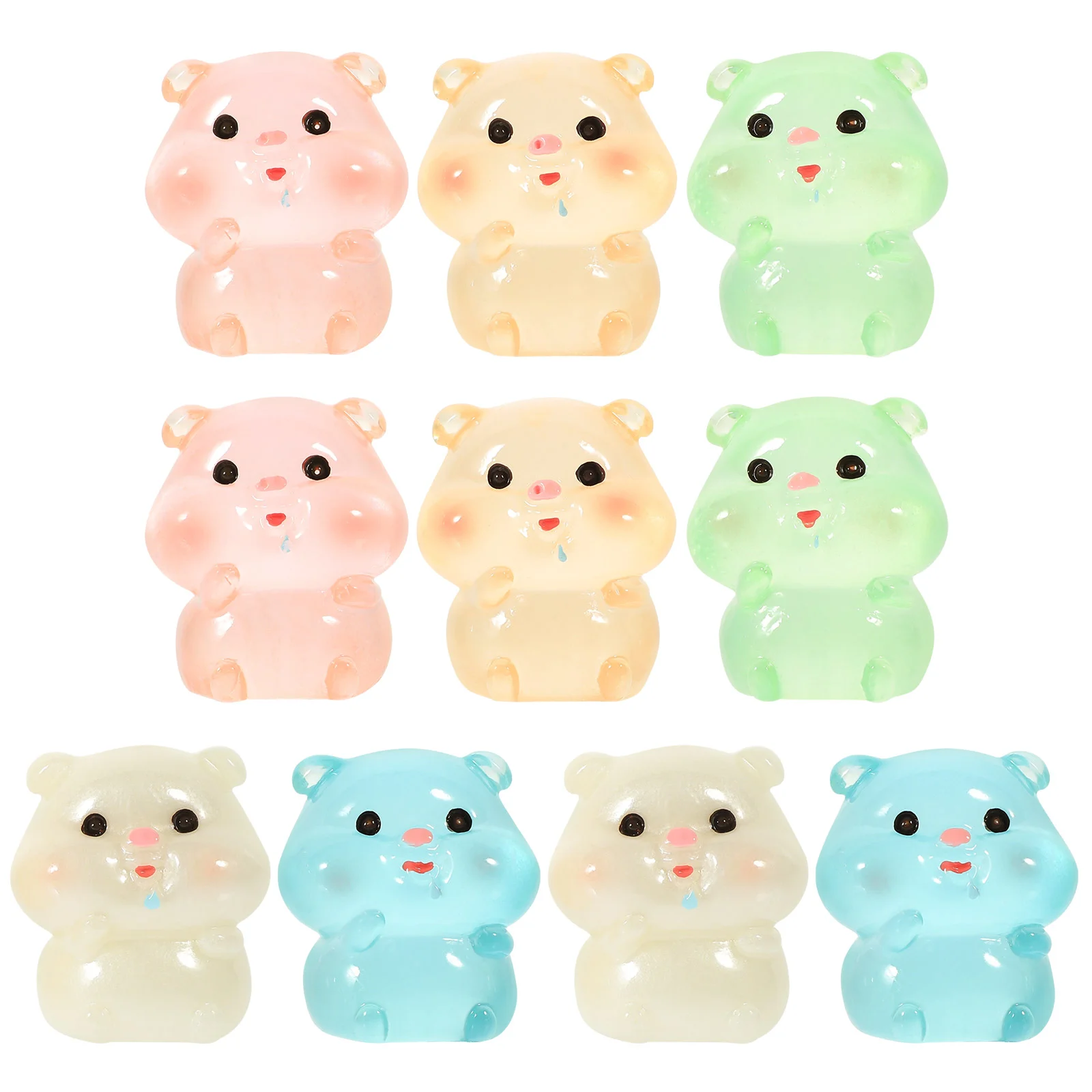 

10 Pcs Ornaments Miniature Figurines Resin Small Piggy Statue Car Model Lovely Animal Decors