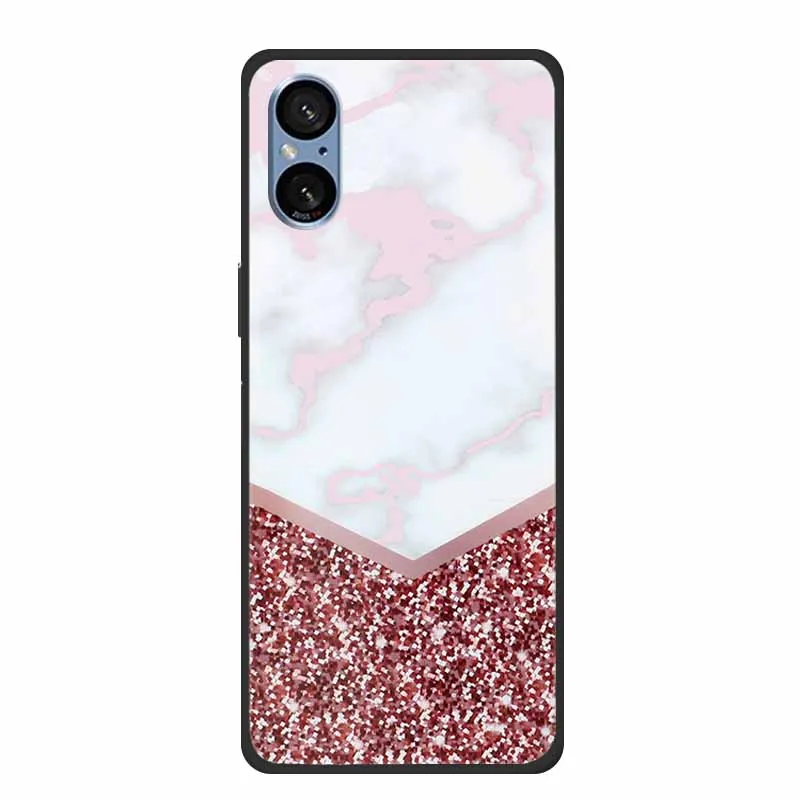 Elegant Marble Shockproof Soft Silicone TPU Back Cover for Sony Xperia 5V - Premium Phone Protection Case