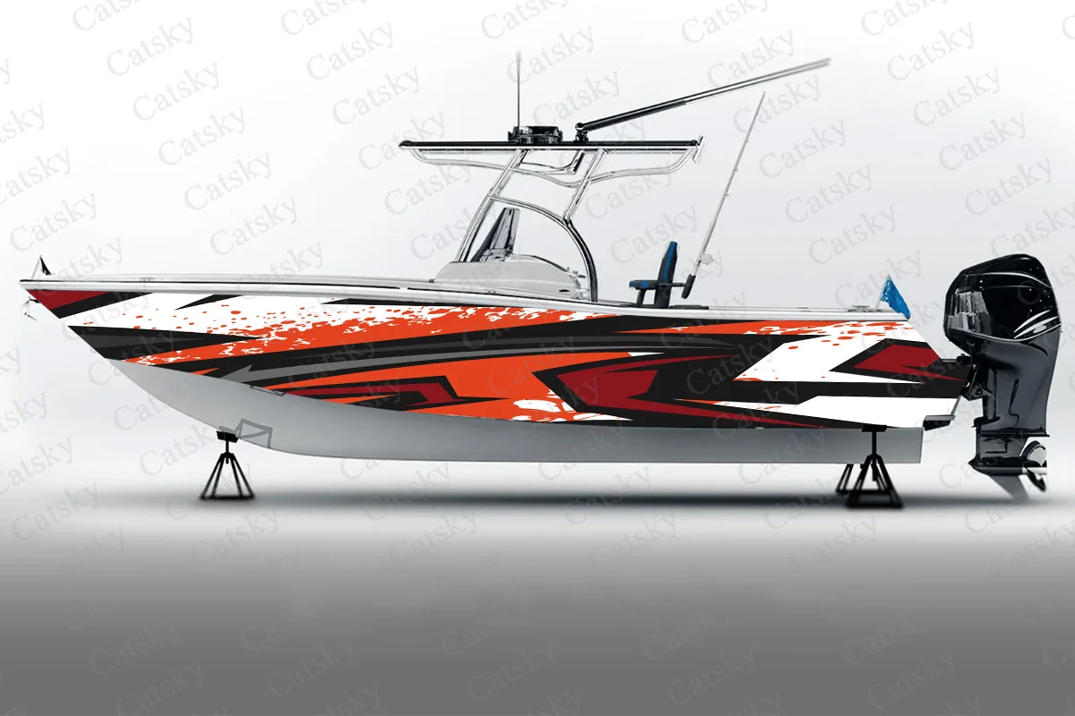 

Irregular geometric abstract graphics Boat Sticker Packaging Fish Boat Waterproof Custom Marine Boat Sticker boat wrap vinyl