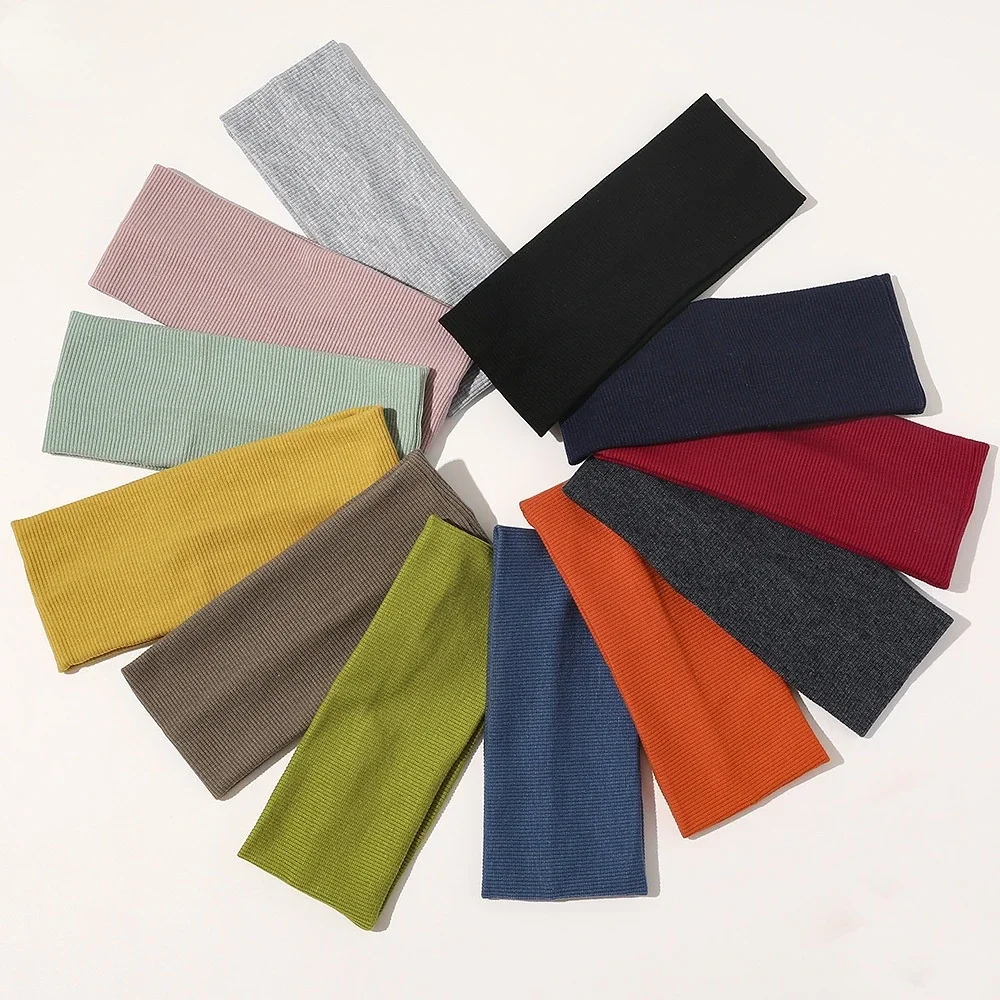 Ribbed Yoga Hair Bands sports headbands Sport Elastic Headbands Dance Biker Knitted High Quality Wide Headband Stretch Ribbon Sports Accessory