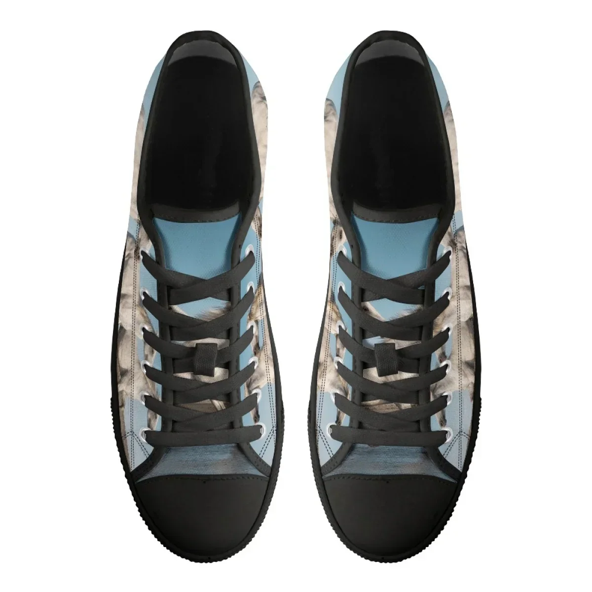 Student Low Top Canvas Shoes Fashion Classic Lace Up Casual Flat Shoes Running Horse Art Print Outdoor Sports Shoes For Women