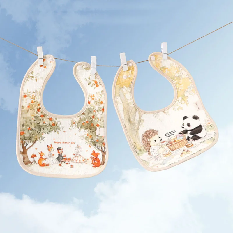 Babadores de algodão impermeáveis para bebé com estampas_voghion.com