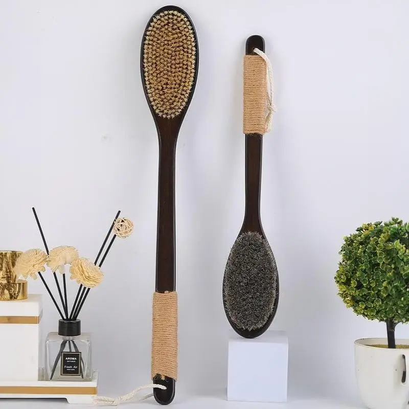 Curved Long-Handle Back Scrubber and Body Brush for Shower- Suitable for Wet and Dry Use