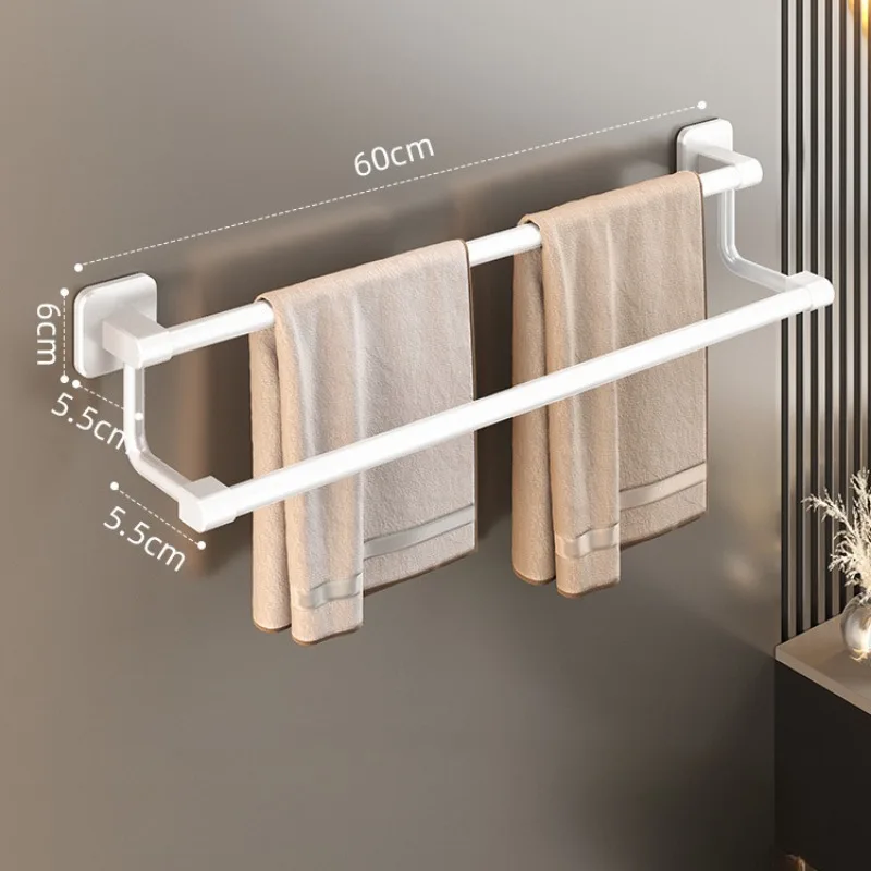 Non-punching Towel Bars Bathroom Accessories Household Aluminium Alloy Wall Mount Multi-function Racks Easy To Install Durable
