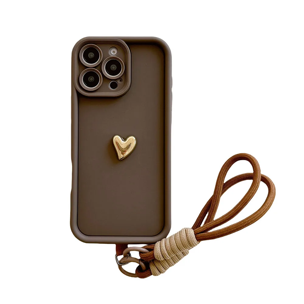 Heart Soft Phone Case with Lanyard Strap
