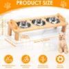 Stainless Steel Elevated Cat feeder Bowl Stand with 3 Dishes Feeder for Dry Wet Food Water AntiSlip Double Handl Cat accessories 2