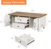 Modern Coffee Table with Storage Cabinet, White Coffee Tables for Living Room, Wood Rectangle Center Table with Drawer, White 2