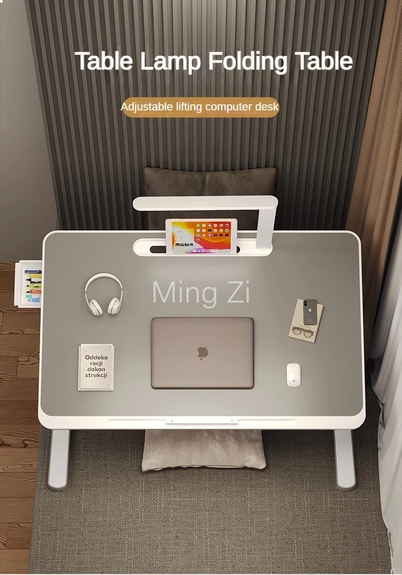 Description Picture 2 of itemFolding Laptop Table, Liftable Bed Table with Light, 5-gear Height Adjustable Computer Desk, Gaming Desk Reading Holder for Home