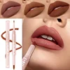 Silk Smooth Multicolor Double Head Lipliner Non Fading Matt European and American Lipstick Cosmetic Charming Red Brown Lip Gloss 1
