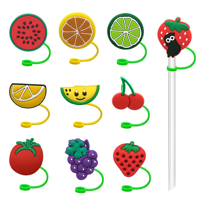 

1pcs Fruit Straw Tips Cover Reusable Straw Toppers Dust-Proof Cute Straw Cover Plugs for Drinking Party Straws Cap Decororation